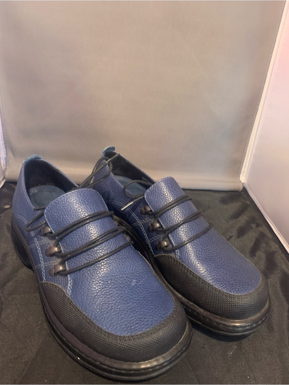Dansko Women's Navy Blue Janika Pebbled Leather Lace-Loop Oxfords